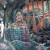 Crystal Marshall: Wool Banyan Tree Under The Crimson Sky (2021) oil on paper; 36.5 × 38 in.